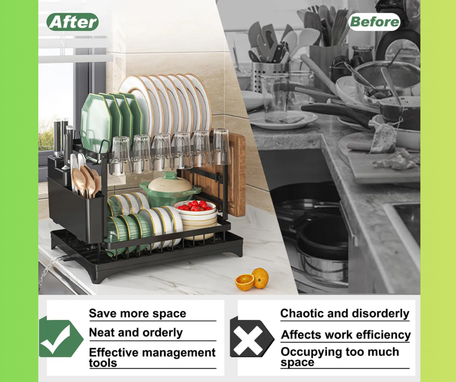 🧼 Estante Organizador y Escurridor de Platos 4 en 1 – Ahorra Espacio y Mantén tu Cocina Impecable